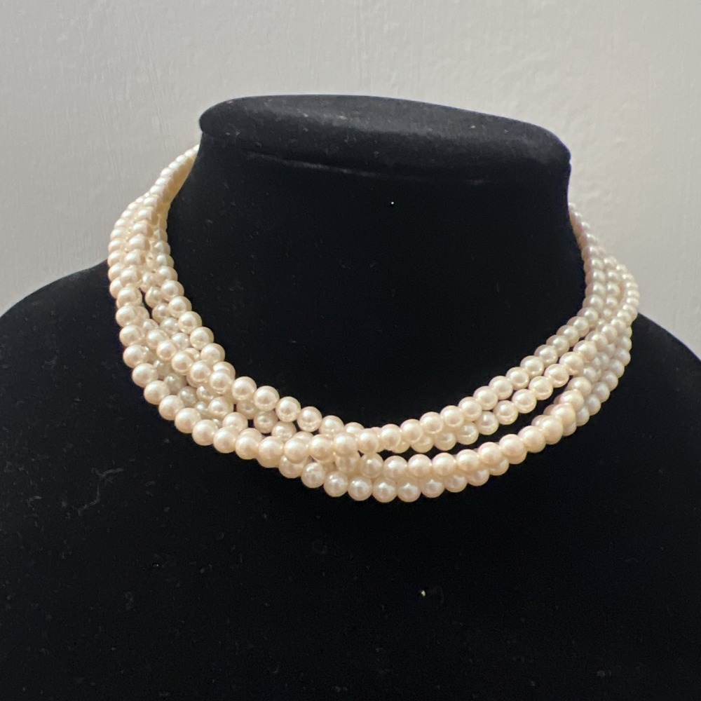 Vintage Richelieu 5-Strand Faux Pearl Bead Necklace Chocker
